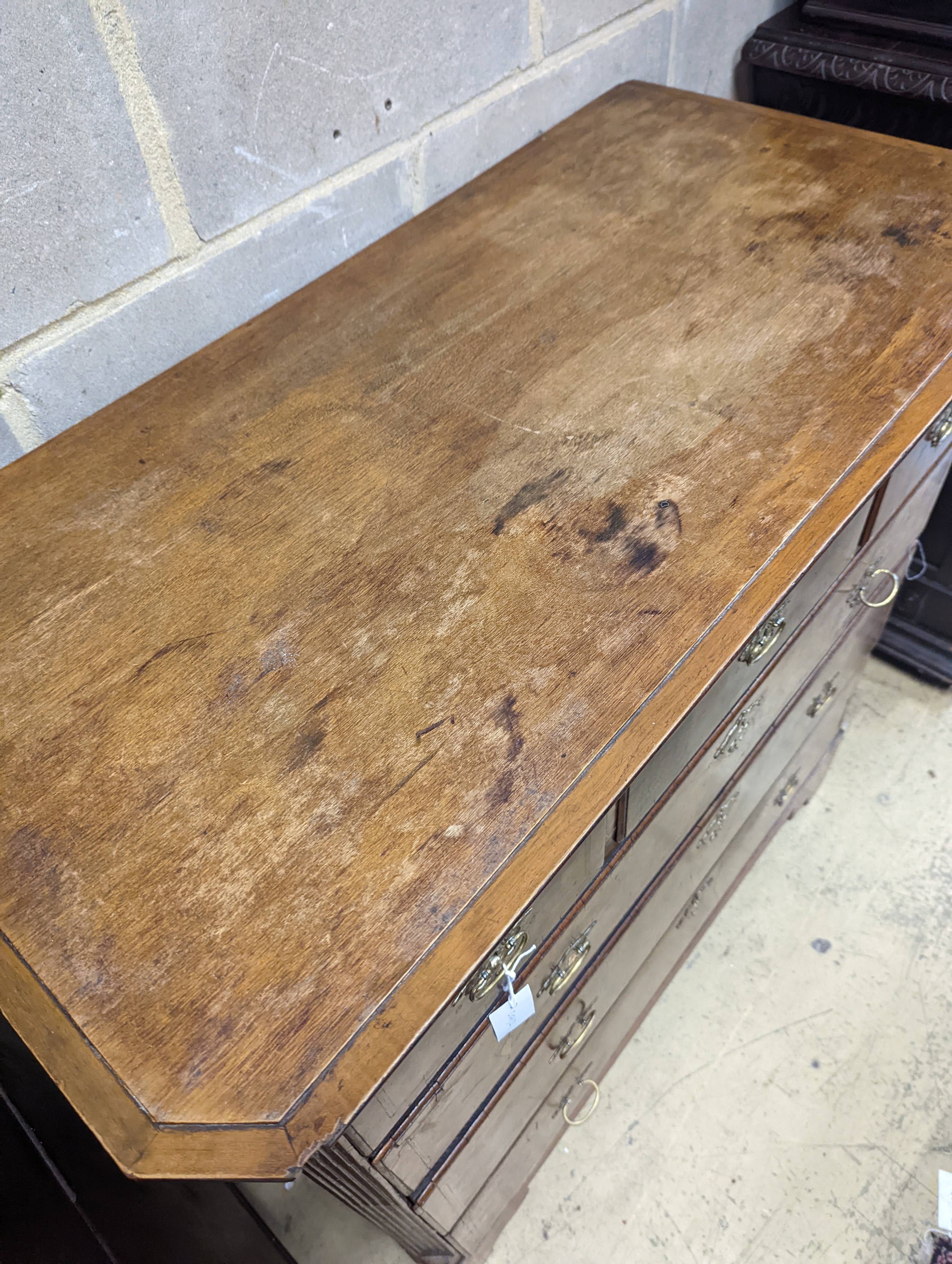 An 18th century and later walnut chest, (formerly a tallboy section) width 107cm, depth 54cm, height 107cm